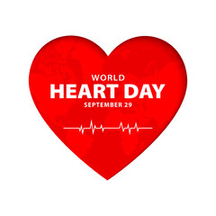 World Heart Day design, September 29. Heart care background. Vector illustration