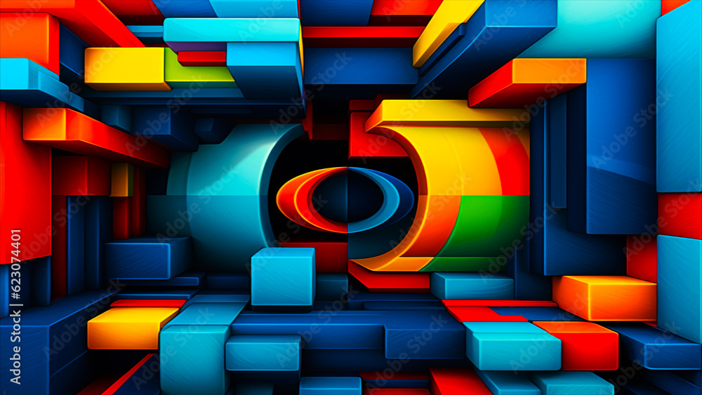 Poster abstract colorful simple geometric seamless pattern on dark background. ornamental geometry. fabric 