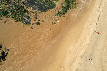 Drone aerial view of sandy beach  bay beach. Botany bay Broadstairs atlantic ocean  Kent United...