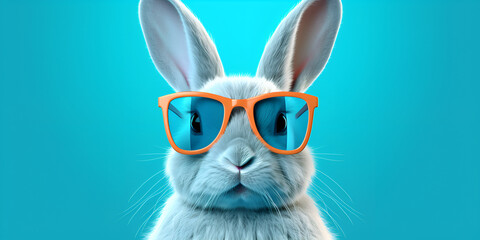 A  blue  background featuring a bunny with sunglasses giving a cool and trendy vibe   A  blue  background featuring a bunny with sunglasses giving a cool and trendy vibe  Ai Generated 