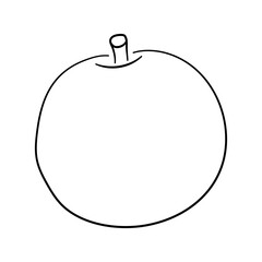 Plum doodle icon. Hand drawn black sketch. Vector Illustration.