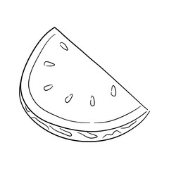 Icon of Watermelon. Hand drawn sketch. Retro vintage design. Vector illustration.