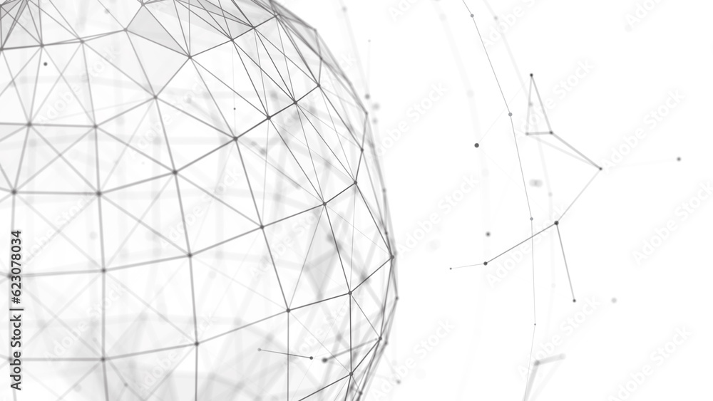 Aufkleber abstract 3d sphere. futuristic dots background. colored music surface. 3d rendering.