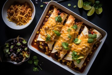 top down view of Enchiladas  - food photography