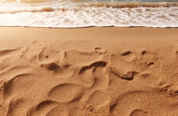 Sea and beach with sand and sunny blue sky.