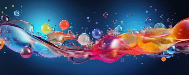Fototapeta na wymiar Cosmetic essence liquid bubbles molecules antioxidant of liquid bubble, panorama. Generative Ai.