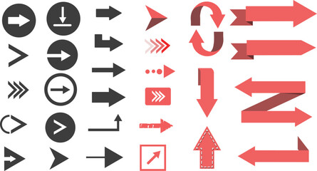Arrow collection, Arrow Vector set, Isolated vector design read and black & white