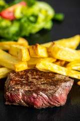steak with fries