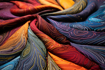 embroidered Colorful silk fabric