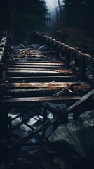 Destroyed bridge. Generative AI