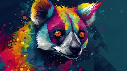 Abstract colorful lemur. Generative AI