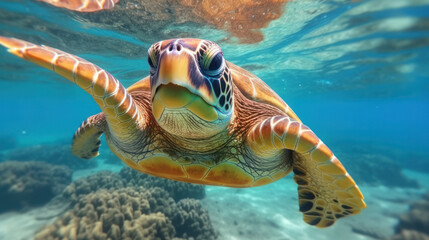 Obraz premium Sea Turtle Swimming