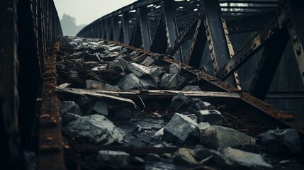 Destroyed bridge. Generative AI
