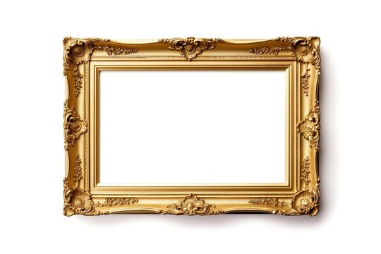 gold picture frame isolated on white background png