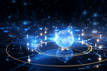 Obraz premium glowing particles with depth of field and bokeh effect. Futuristic background for business presentations
