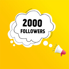2000 followers vector template design. Social media concept.