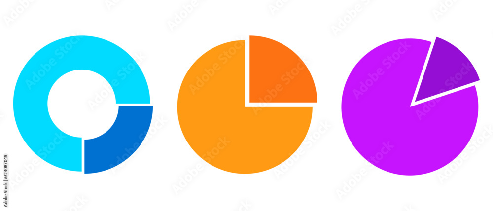 Fototapete set of semicircle pie vector editable stroke. divide geometric design element half of circle segment