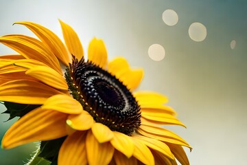 yellow sunflower close up with bright light and colors
