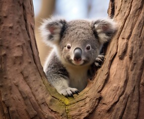 Adorable Koala Perched in a Tree. Generative AI