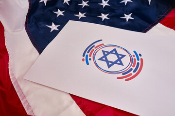 Fototapeta na wymiar Jewish American Heritage Month. Jewish American contribution to the history United States. Celebrated annual in May. Star of David. Israel symbol. Vector poster, creative illustration