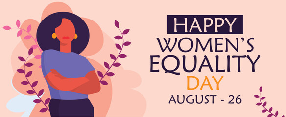 Happy Women's Equality Day. Observed on August 26. Vector banner and poster.