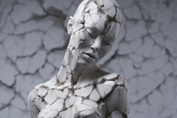 A beautiful and stunning marble female sculpture with intricate details, 
Created using generative AI tools