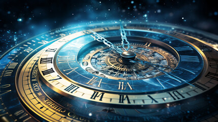 Quantum physics technology background, time and date passing