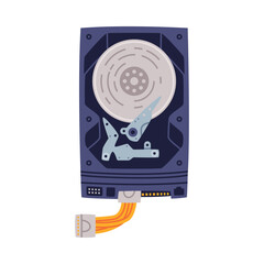 Hard Disk Drive as Personal Computer Accessory and Component for Repair Vector Illustration