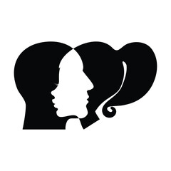 silhouette profile of woman with hairstyle design, vector illustration