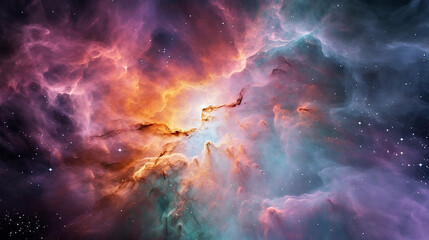 Fototapeta premium The ethereal beauty of a cosmic nebula, with its vibrant colors and intricate details. Generative AI