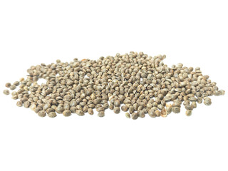 Cannabis seeds that are ready to be planted and bred. placed on a white background.