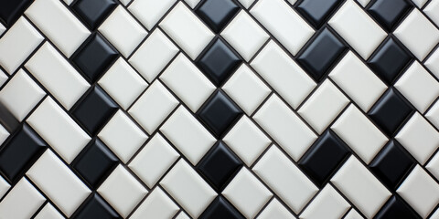 Beautifully Randomly Laid Black And White Tile Background Created With The Help Of Artificial Intelligence