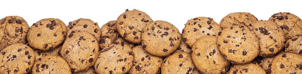a heap of light cookies  for banner, panorama or border on transparent background PNG file - obrazy, fototapety, plakaty
