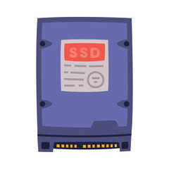 Solid-state Drive as Personal Computer Accessory and Component Vector Illustration