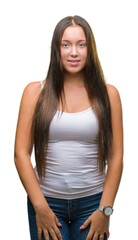 Fototapeta premium Young caucasian beautiful woman over isolated background with a happy and cool smile on face. Lucky person.