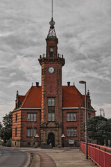 Vertical shot of an old port office in Dortmund, Germany