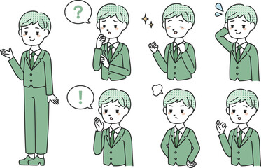 スーツ姿の男性ポーズセット