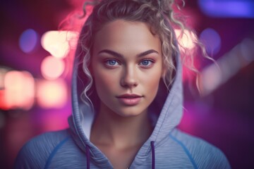 A confident young model wearing athleisure attire, showcasing an active lifestyle and the intersection of fashion and fitness. Generative Ai