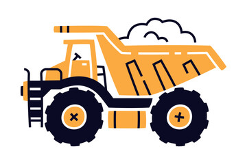 Dump Truck as Construction Equipment and Heavy Machine for Industrial Work Vector Illustration