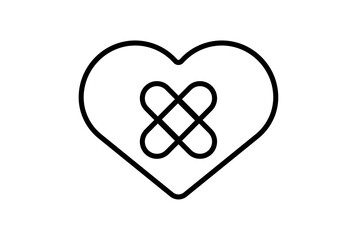 Plaster line icon valentines day sign flat minimalist symbol art