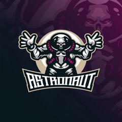 astronaut mascot logo design with modern illustration concept style for badge, emblem and t shirt printing. astronaut illustration for sport and esport team.