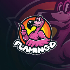 flamingo mascot logo design with modern illustration concept style for badge, emblem and t shirt printing. smart flamingo illustration.