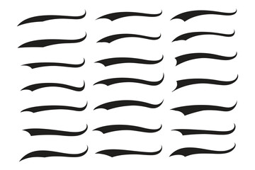 Text Tails Swoosh Baseball Sign, Typography font curve tail, font swoosh tail ornamental vector, baseball tail shape for text ornaments football or athletics tail, ornamental swash underline Swirl
