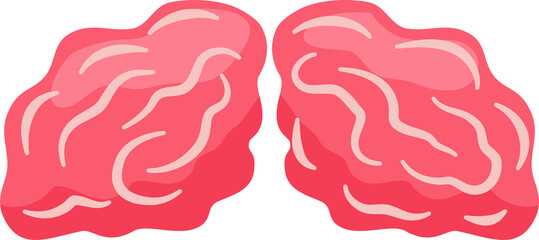 Brain and Idea Flat Style Cartoon Illustration, Mental Health Wellness.