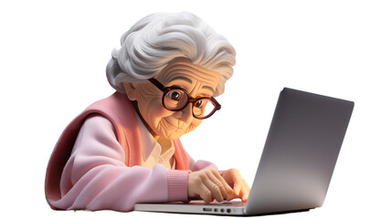 elderly woman operating pc Generative AI
