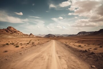 Fototapeta na wymiar Travel on desert roads with picturesque scenery.