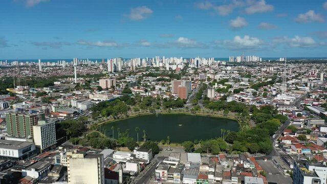 Lagoa Solon de Lucena no Centro de Jo&atilde;o Pessoa com Drone 4k - Paraiba - Nordeste - Brasil
