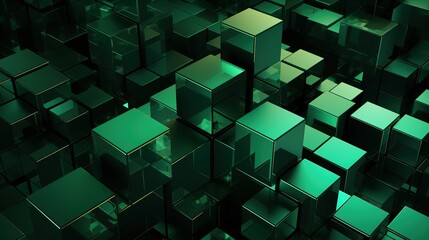 Abstract green metal cubes background