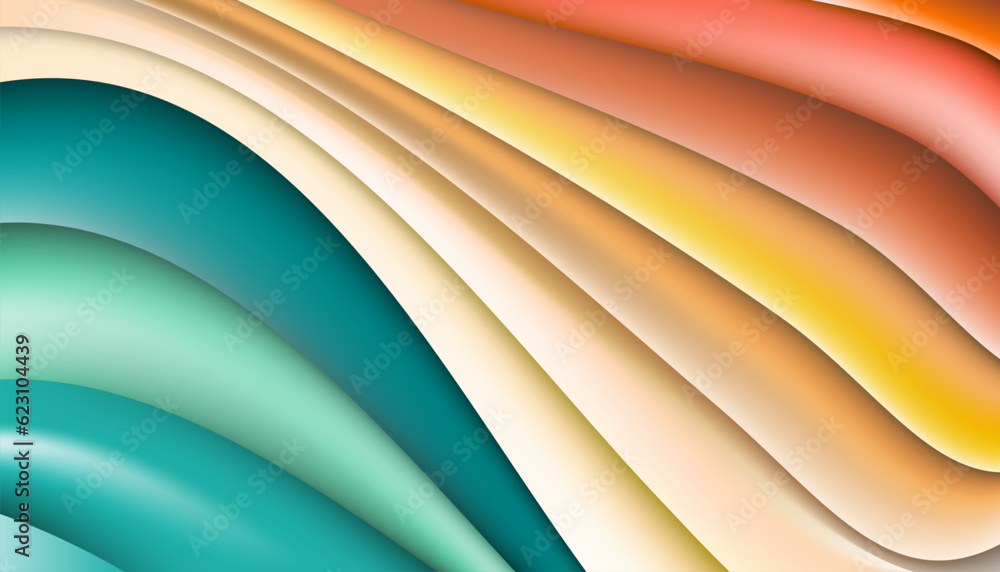 Poster contrast colors 3d paper art colorful liquid and fluid abstract vector design layout for banner temp