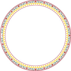 Vector round colored frame, border, Chinese ornament. Patterned circle, ring of the peoples of East Asia, Korea, Malaysia, Japan, Singapore, Thailand..